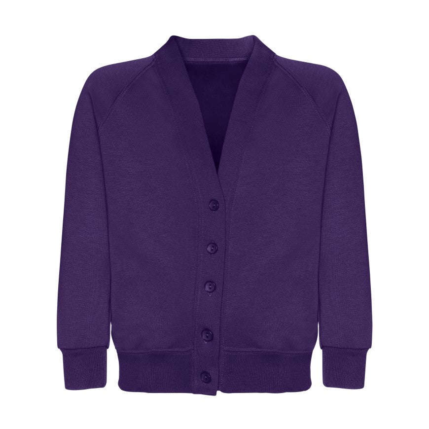 Purple Sweat Cardigan - Left Chest Embroidered