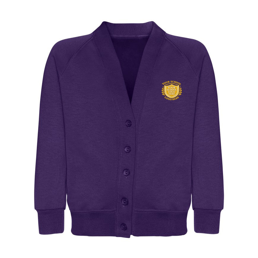Purple Sweat Cardigan - Left Chest Embroidered
