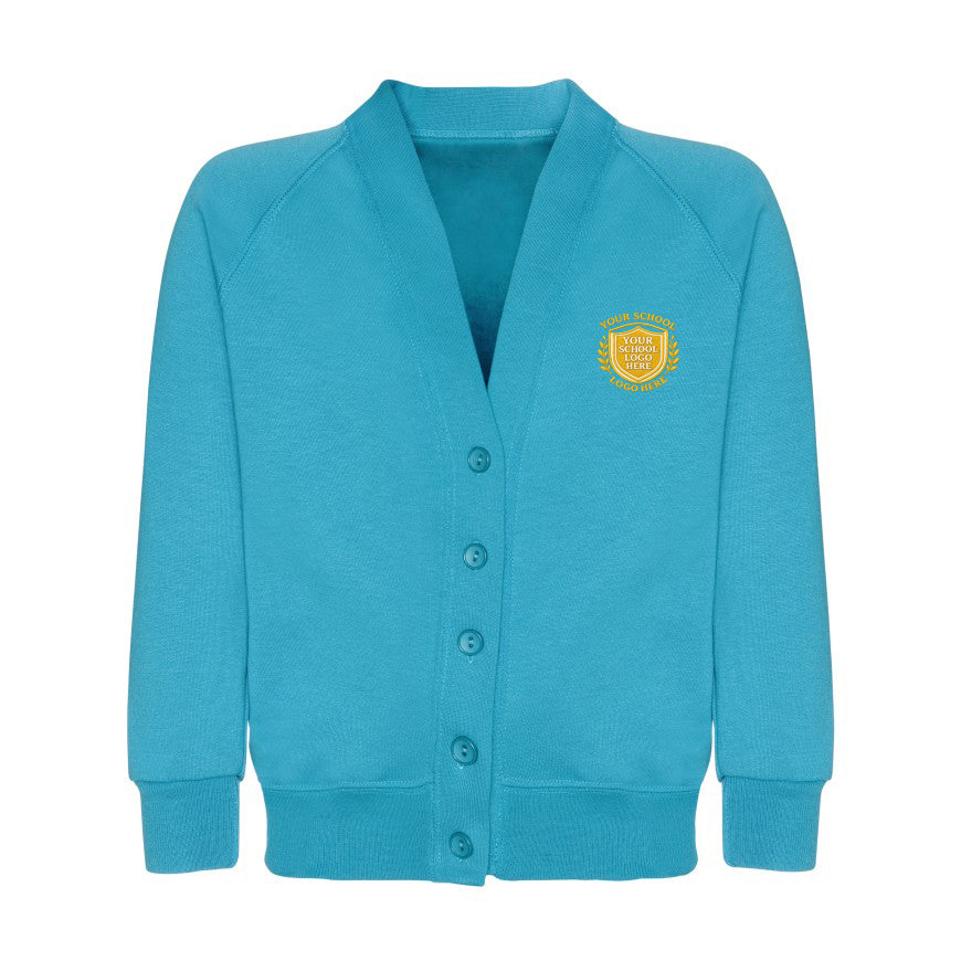 Turquoise Sweat Cardigan - Left Chest Embroidered
