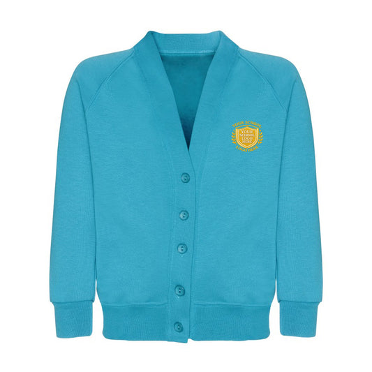 Turquoise Sweat Cardigan - Left Chest Embroidered