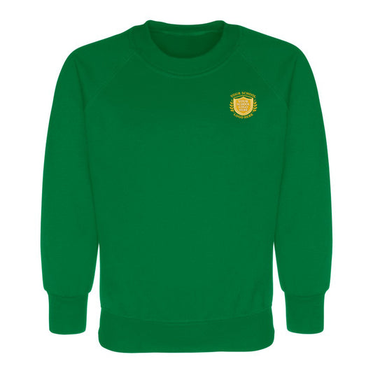 Emerald Round Neck Sweatshirt - Left Chest Embroidered