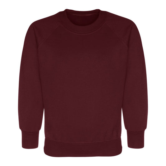 Maroon Round Neck Sweatshirt - Left Chest Embroidered