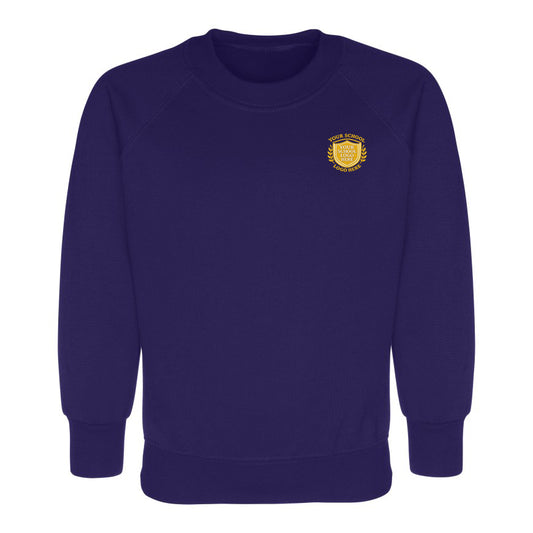 Purple Round Neck Sweatshirt - Left Chest Embroidered