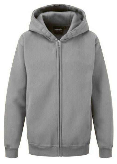Grey Sports Zip-Up Hoodie - Left Chest Embroidered