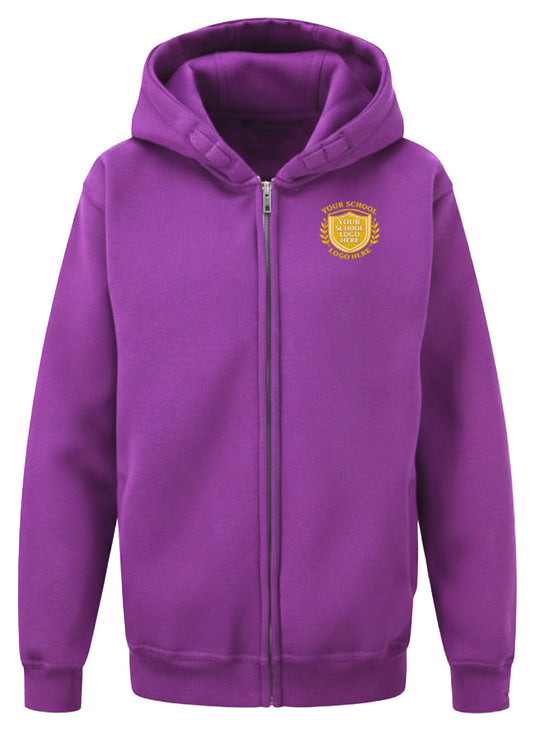 Purple Sports Zip-Up Hoodie - Left Chest Embroidered