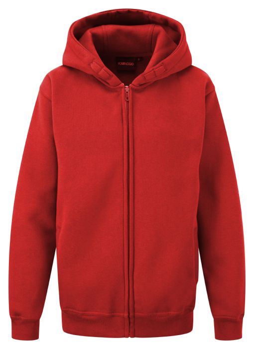 Red Sports Zip-Up Hoodie - Left Chest Embroidered