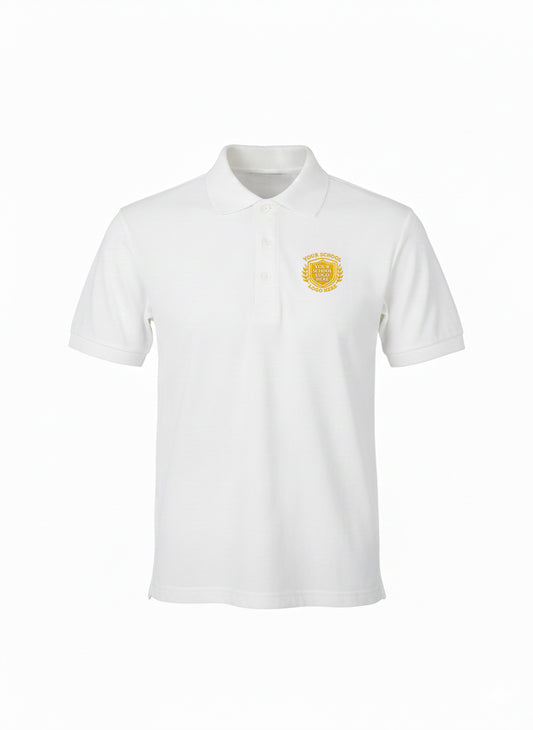 White Premium Sports Polo Shirt - Left Chest Embroidered