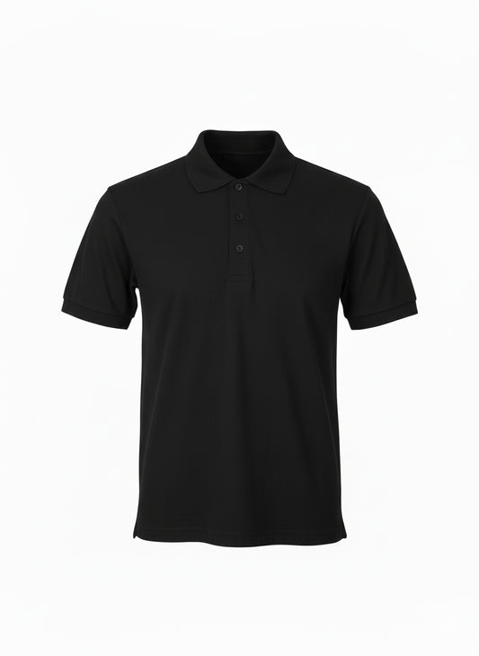 Black Premium Sports Polo Shirt - Back and Left Chest Print
