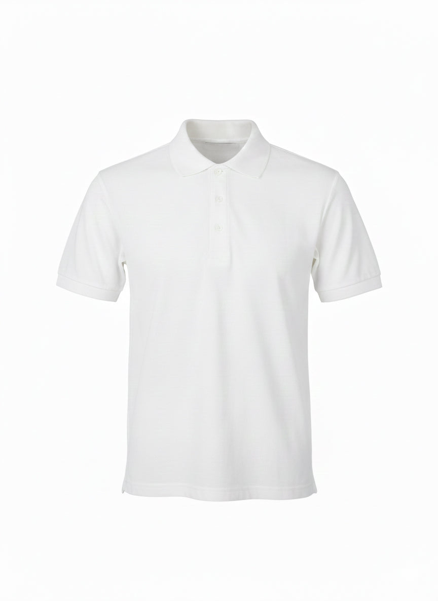 White Premium Sports Polo Shirt - Left Chest Embroidered