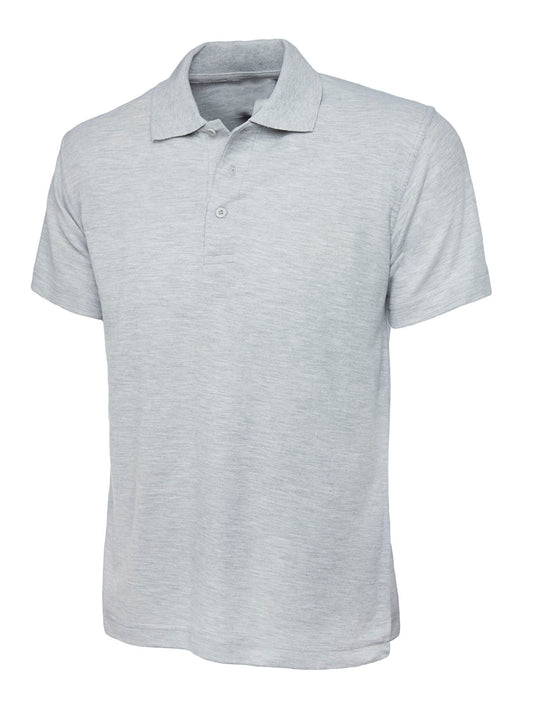 Heather Grey Cotton Blend Polo Shirt - Left Chest Embroidered