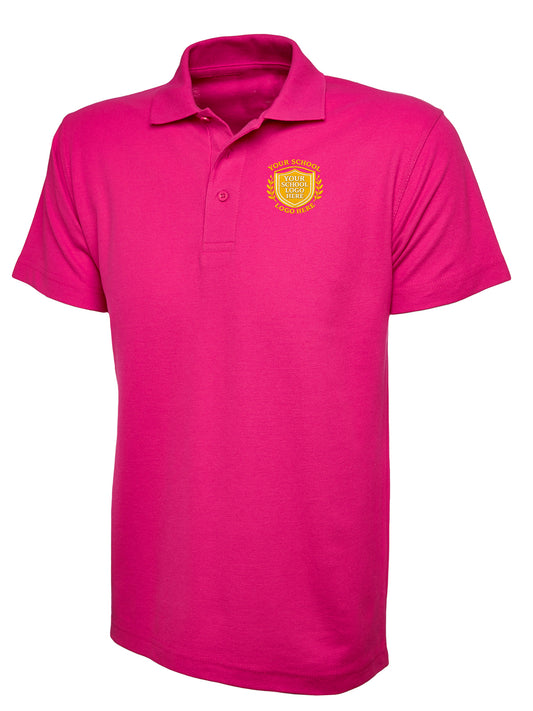 Hot Pink 50/50 Cotton Blend Polo Shirt - Left Chest Embroidered
