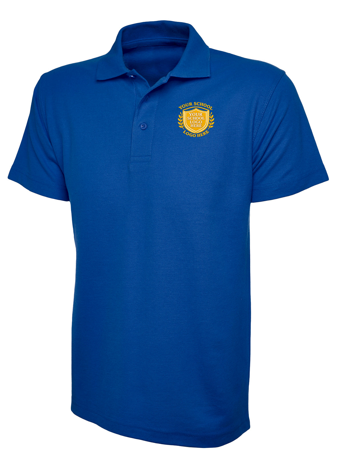 Royal Blue 50/50 Cotton Blend Polo Shirt - Back and Left Chest Print