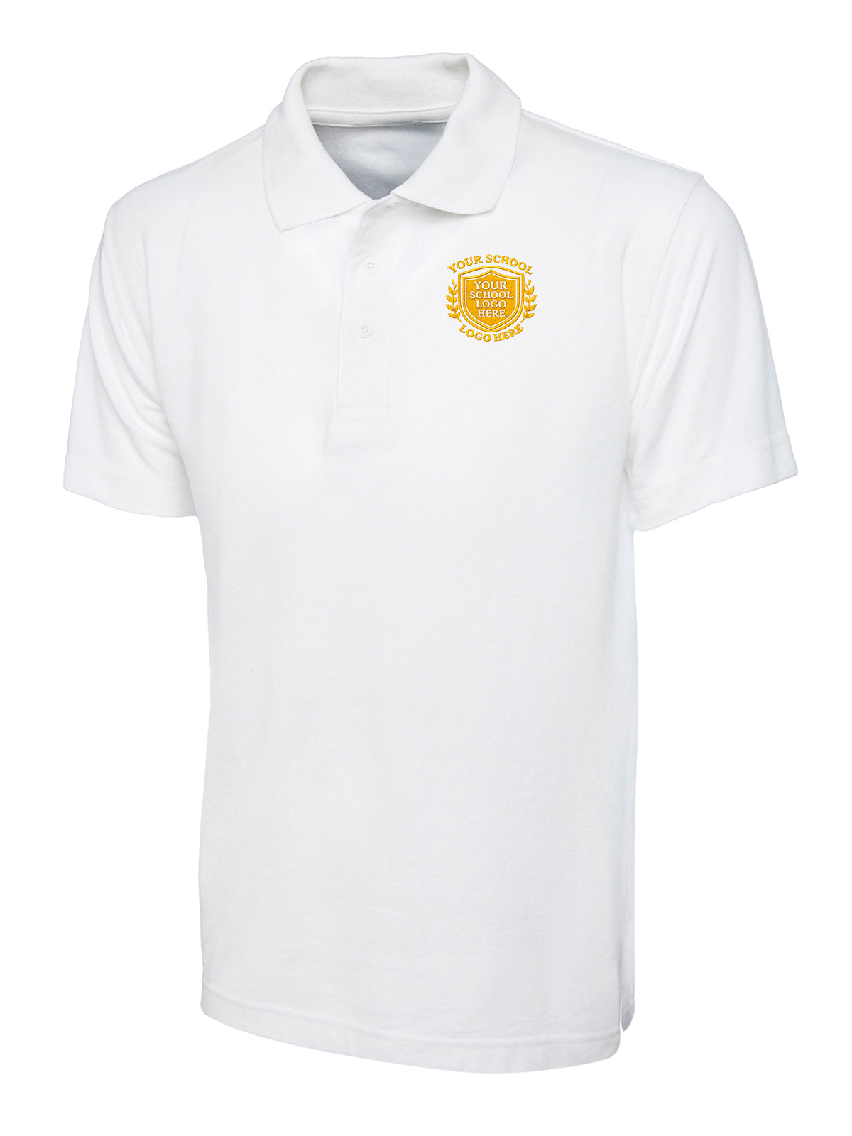 White 50/50 Cotton Blend Polo Shirt - Left Chest Embroidered