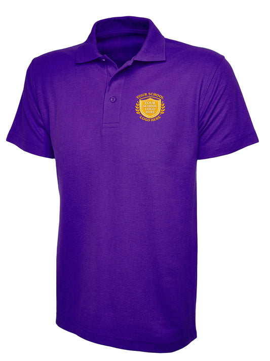 Purple Children's Cotton Blend Polo Shirt - Left Chest Embroidered