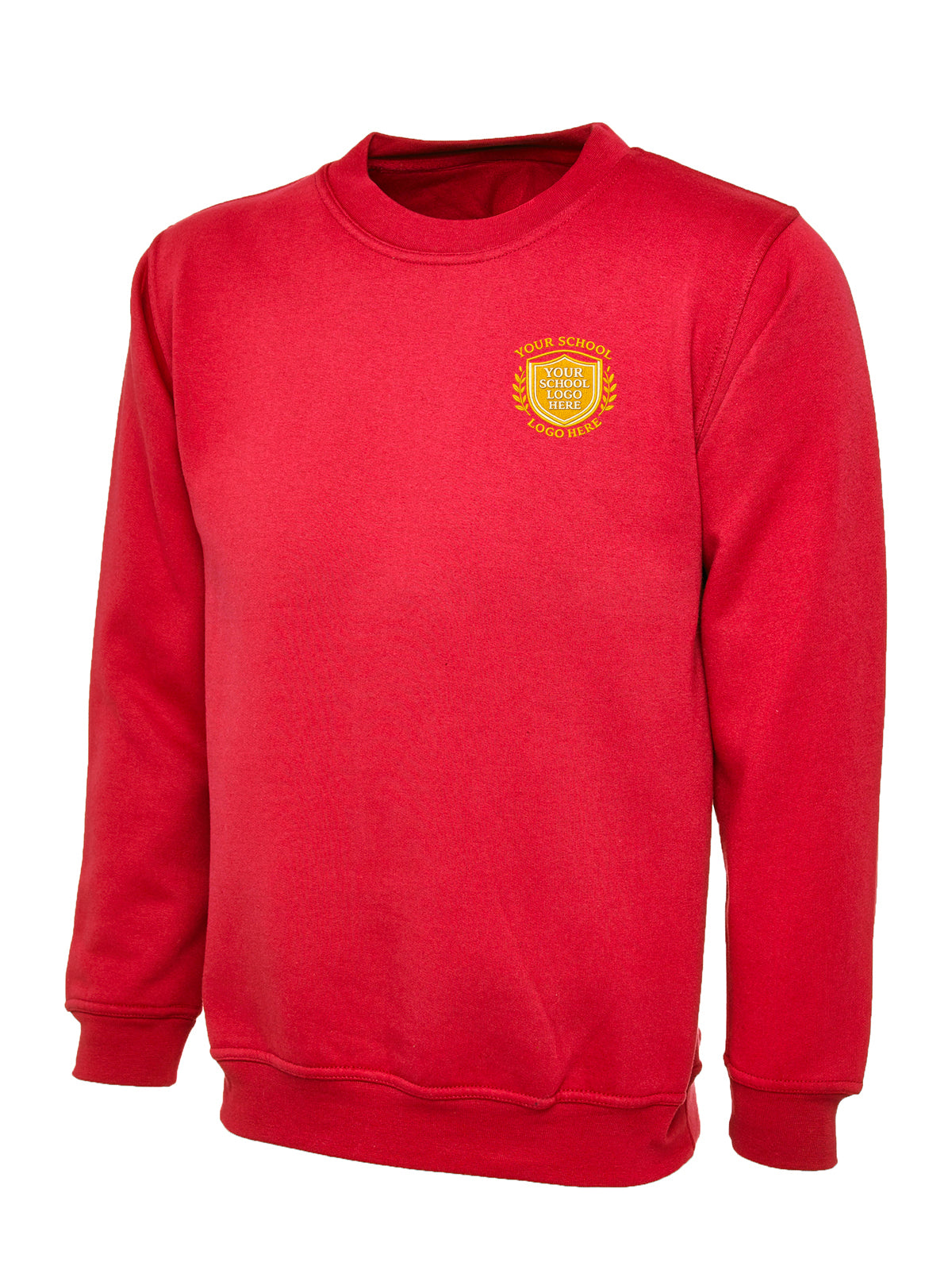 Red Cotton Blend Crew Neck Sweatshirt - Left Chest Embroidered