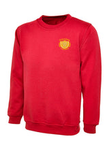 Red Cotton Blend Crew Neck Sweatshirt - Left Chest Embroidered
