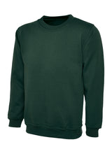 Bottle Green Cotton Blend Crew Neck Sweatshirt - Left Chest Embroidered
