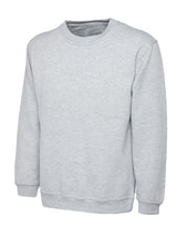 Heather Grey Cotton Blend Crew Neck Sweatshirt - Left Chest Embroidered
