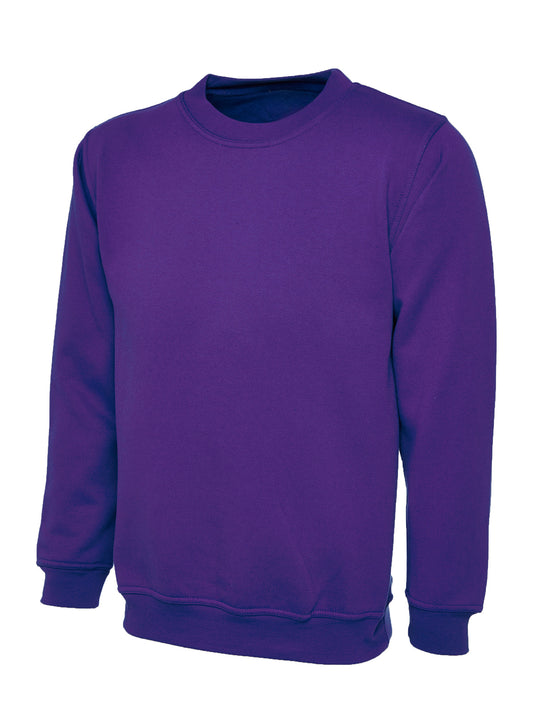 Purple Cotton Blend Crew Neck Sweatshirt - Left Chest Embroidered