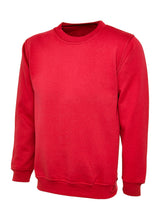 Red Cotton Blend Crew Neck Sweatshirt - Left Chest Embroidered
