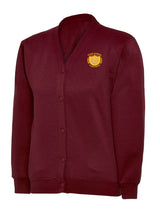 Maroon Cotton Blend Sweat Cardigan - Left Chest Embroidered
