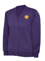 Purple Cotton Blend Sweat Cardigan - Left Chest Embroidered
