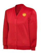 Red Cotton Blend Sweat Cardigan - Left Chest Embroidered
