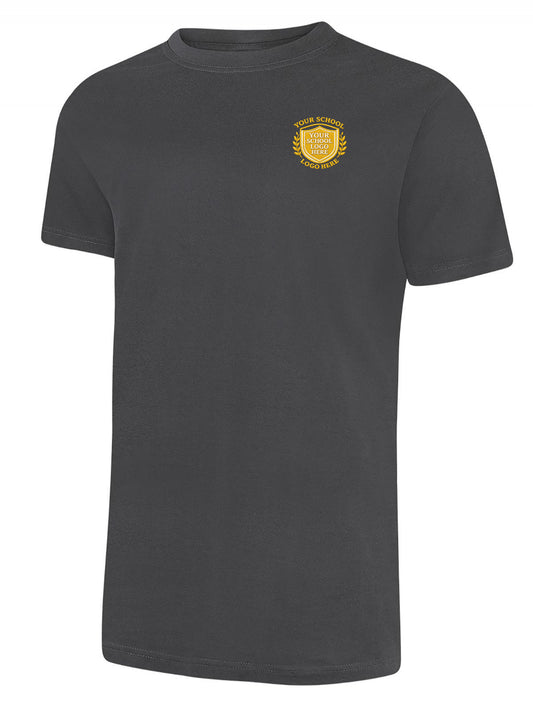 Charcoal Grey 100% Cotton T-Shirt - Left Chest Embroidered