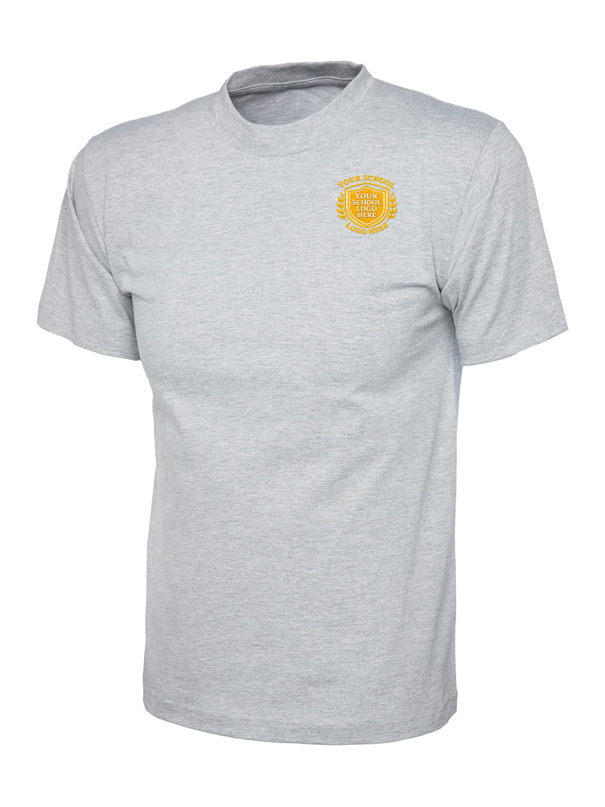 Heather Grey 100% Cotton T-Shirt - Left Chest Embroidered