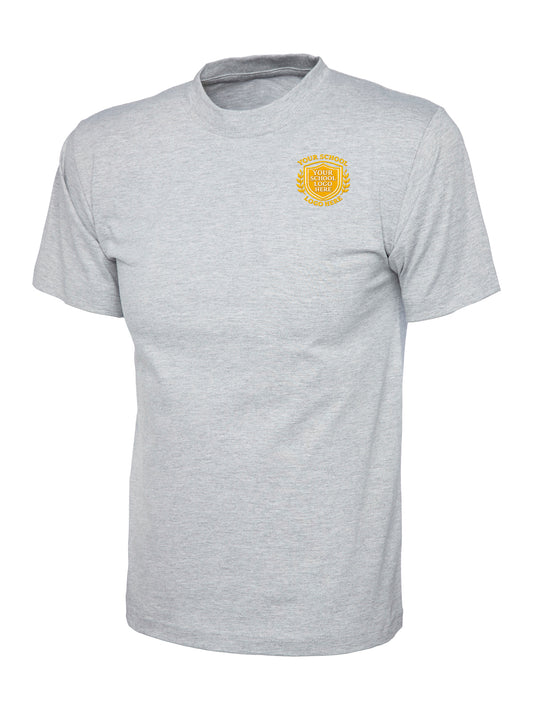 Heather Grey 100% Cotton T-Shirt - Left Chest Embroidered