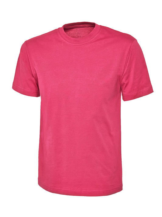 Hot Pink 100% Cotton T-Shirt - Left Chest Embroidered