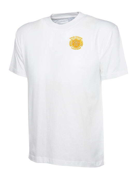 White 100% Cotton T-Shirt - Left Chest Embroidered