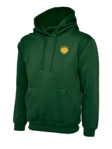 Bottle Green Cotton Blend STAFF Hoodie - Back and Left Chest Print
