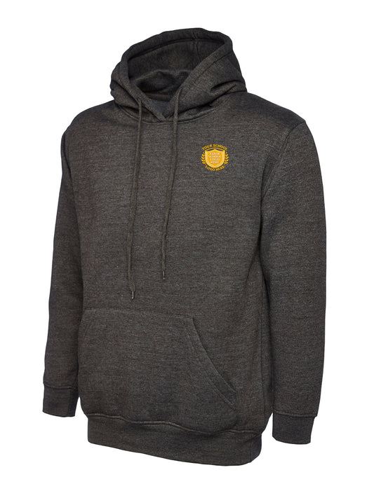 Charcoal Grey Cotton Blend Hoodie - Left Chest Embroidered