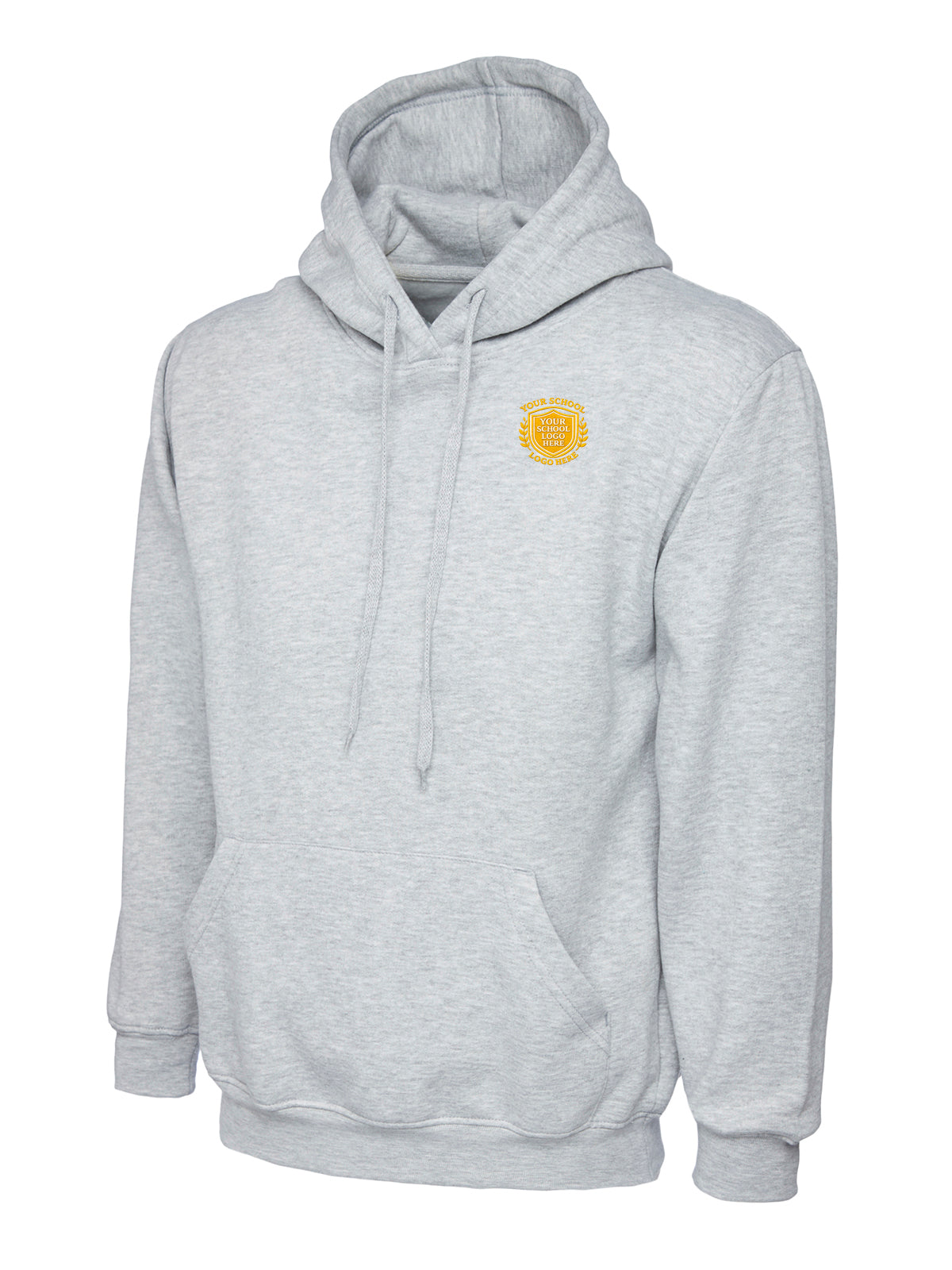 Heather Grey Cotton Blend Hoodie - Left Chest Embroidered