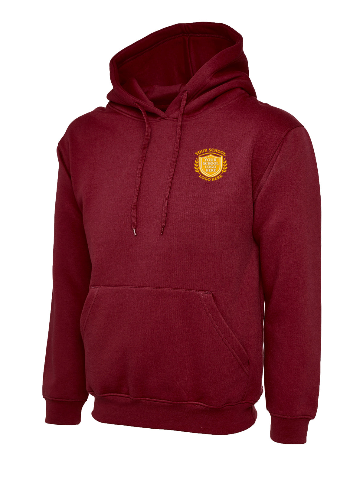 Maroon Cotton Blend Hoodie - Left Chest Embroidered