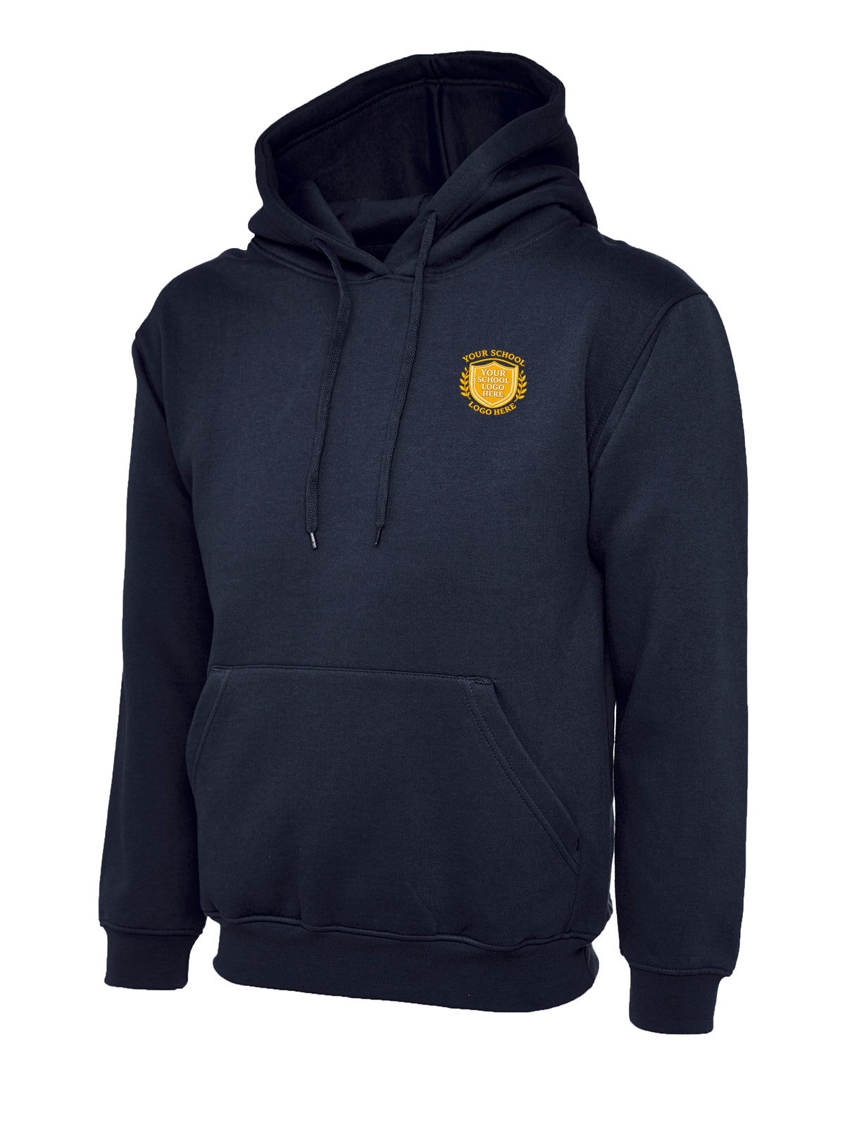 Navy Cotton Blend Hoodie - Left Chest Embroidered