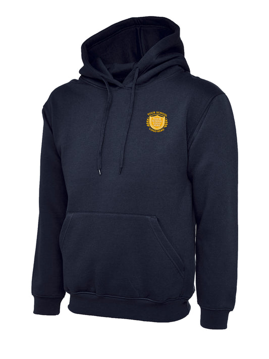 Navy Cotton Blend Hoodie - Left Chest Embroidered