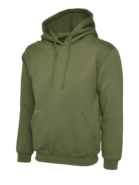 Olive Green Cotton Blend Hoodie - Left Chest Embroidered
