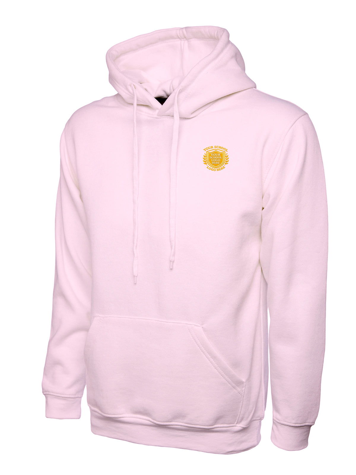Light Pink Cotton Blend Hoodie - Left Chest Embroidered