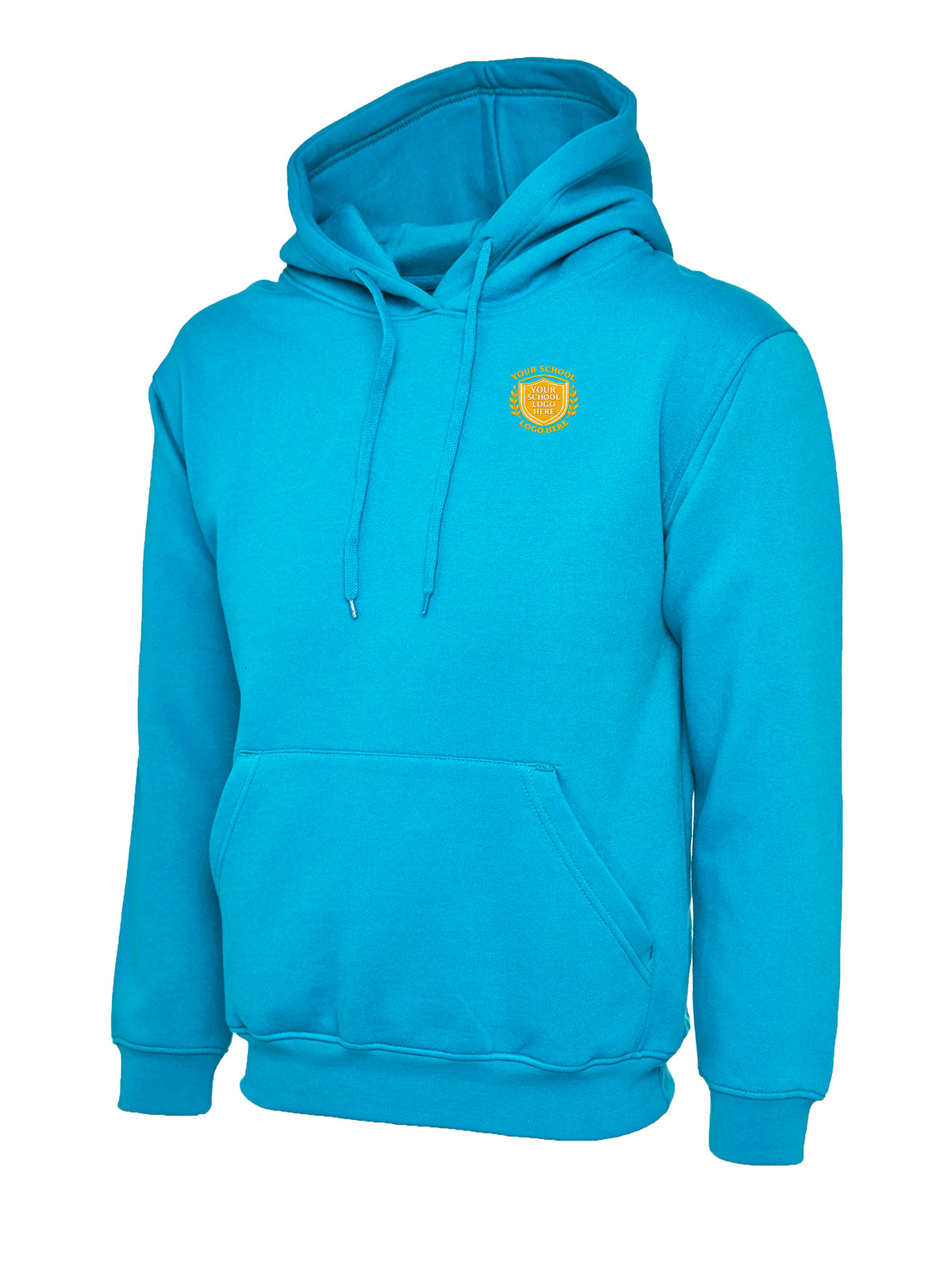 Sapphire Blue Cotton Blend Hoodie - Left Chest Embroidered
