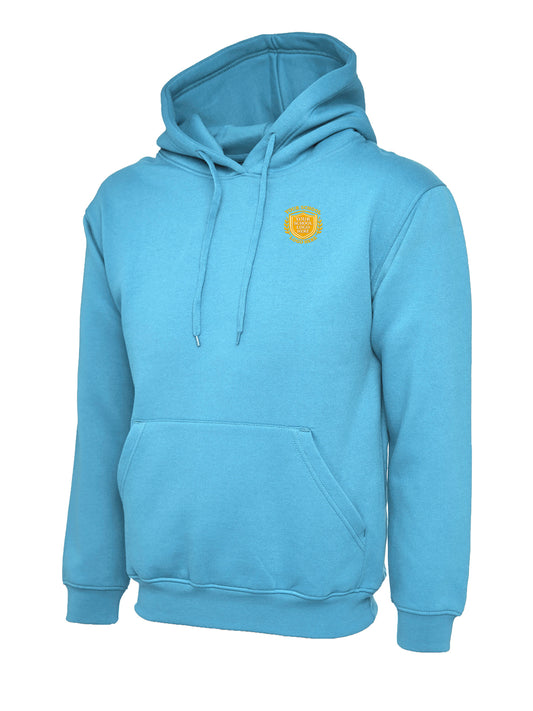 Sky Blue Cotton Blend Hoodie - Left Chest Embroidered