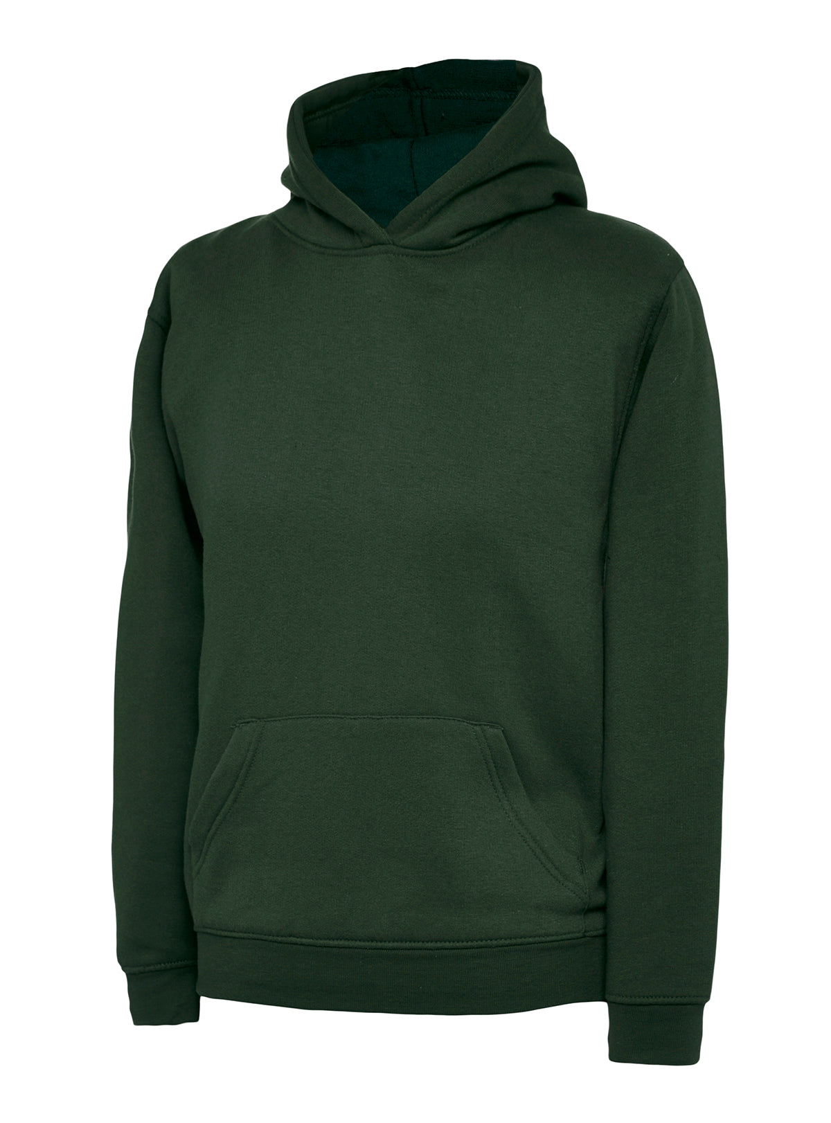 Bottle Green Children's Cotton Blend Hoodie - Left Chest Embroidered