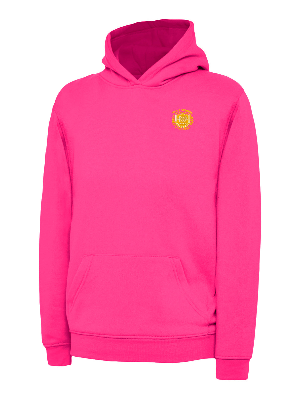 Hot Pink Children's Cotton Blend Hoodie - Left Chest Embroidered