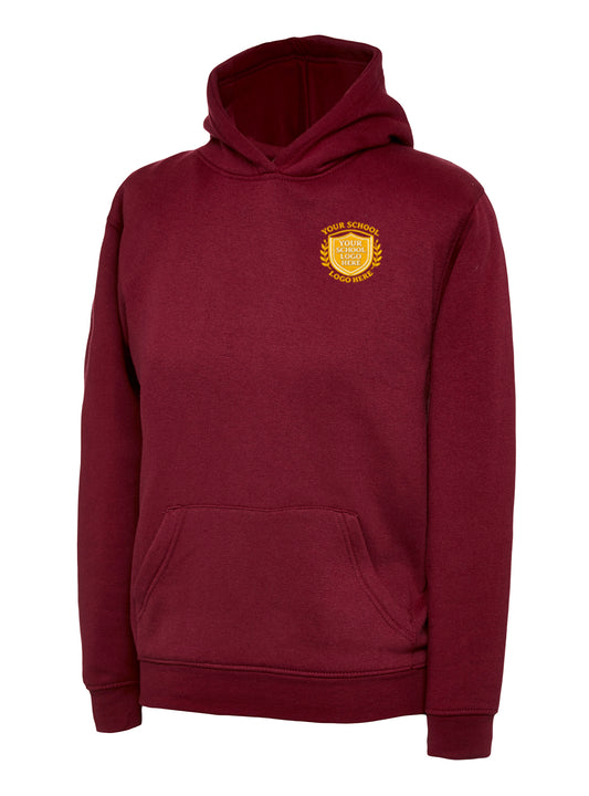 Maroon Children's Cotton Blend Hoodie - Left Chest Embroidered