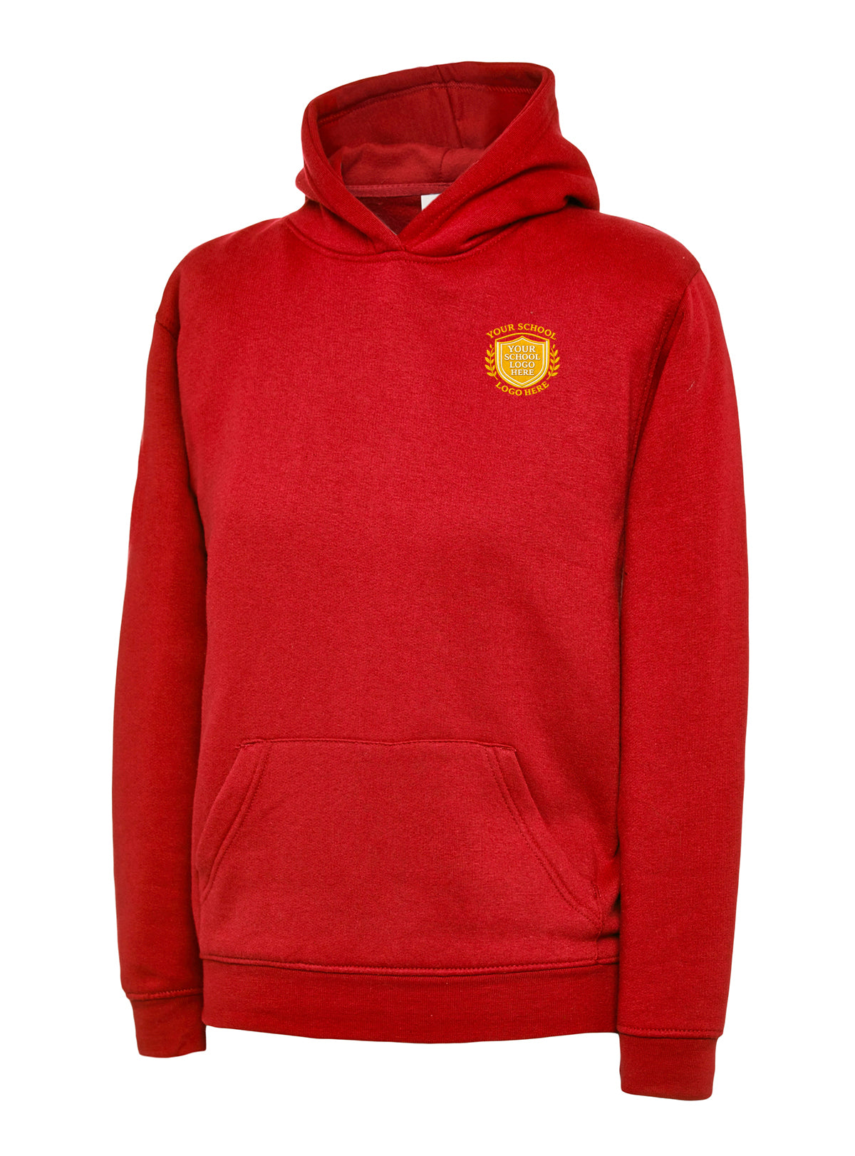 Red Children's Cotton Blend Hoodie - Left Chest Embroidered