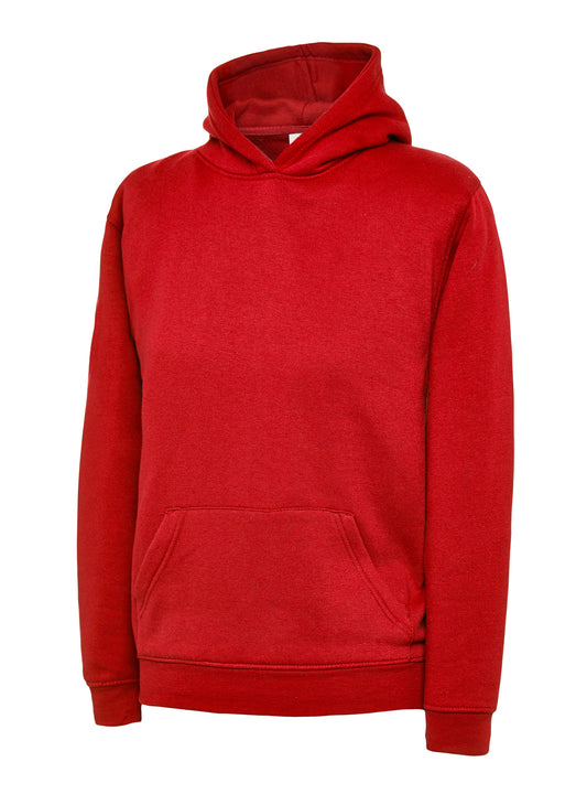 Red Children's Cotton Blend Hoodie - Back and Left Chest Print