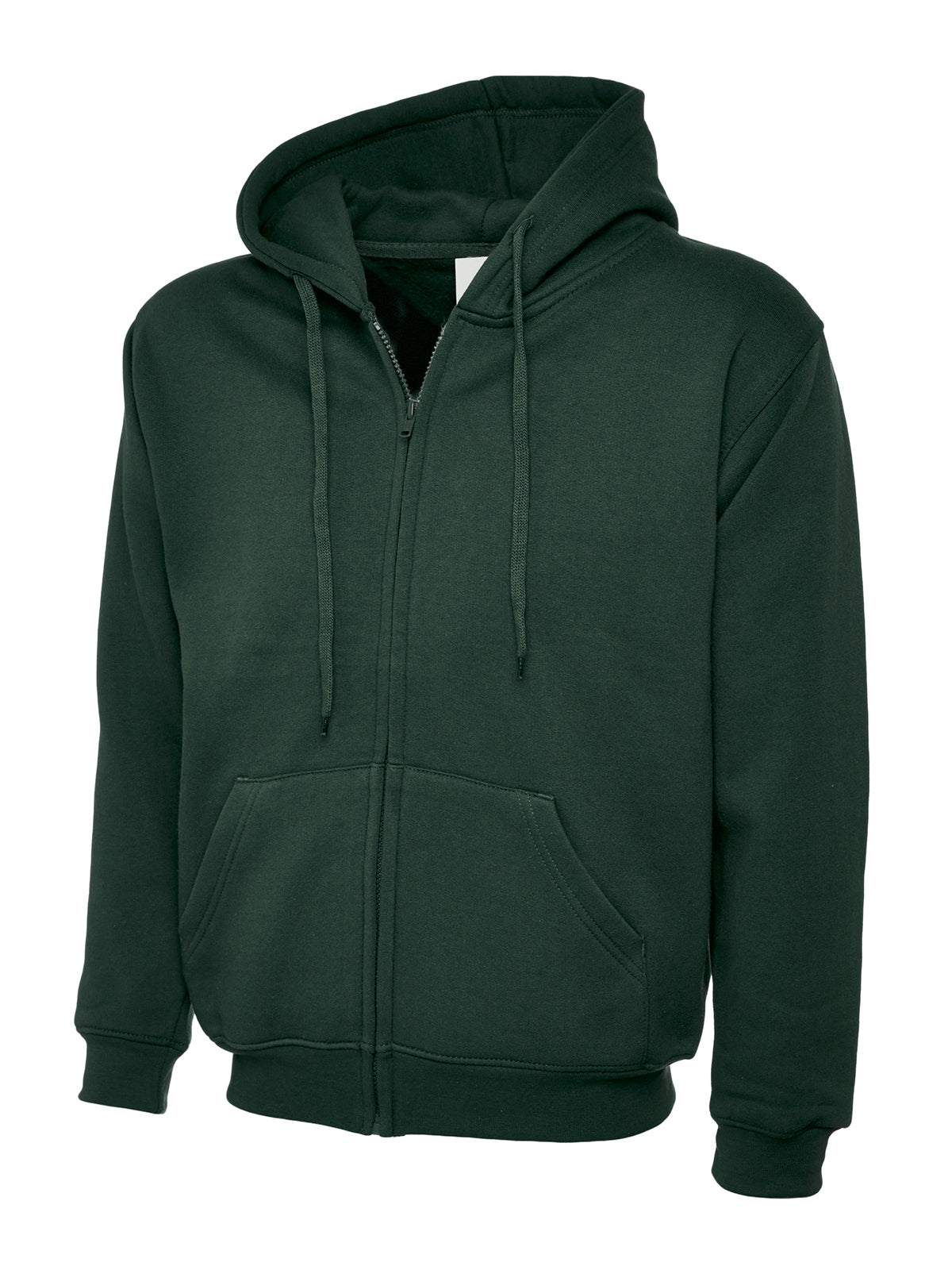 Bottle Green Zip-Up Hoodie - Left Chest Embroidered