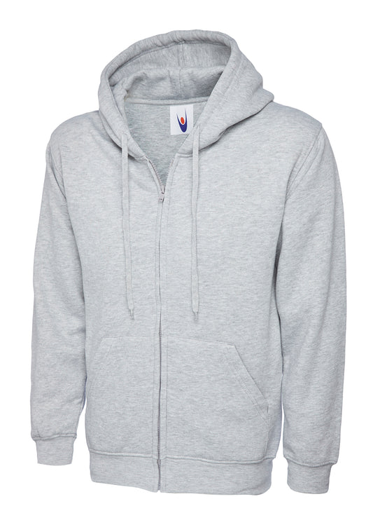 Heather Grey Zip-Up Hoodie - Left Chest Embroidered