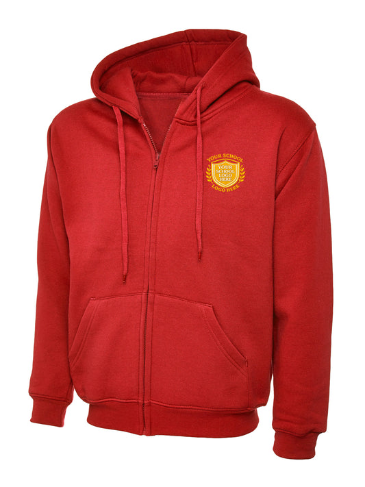 Red Zip-Up Hoodie - Left Chest Embroidered